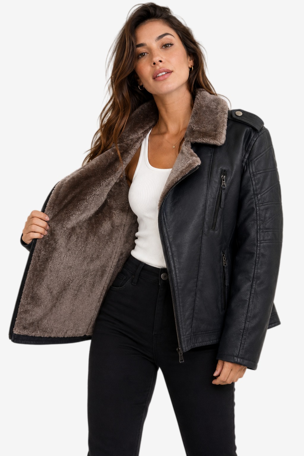 CAMPERA IMPRTADA DE CUERO CON PIEL